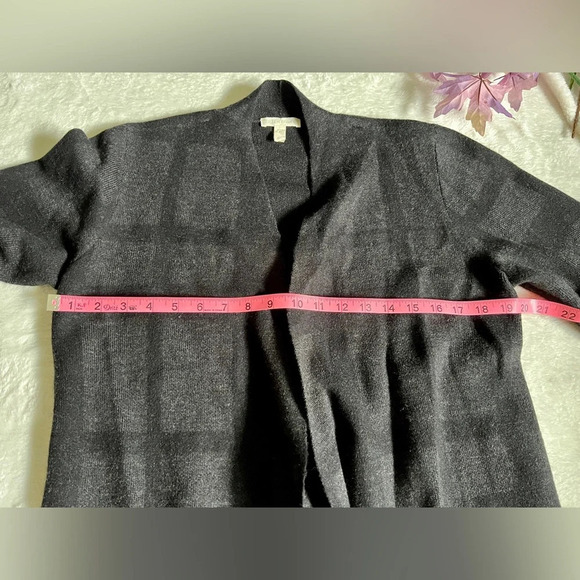 Eileen Fisher Marino Wool Window Pane Cardigan - Medium - Picture 6 of 7